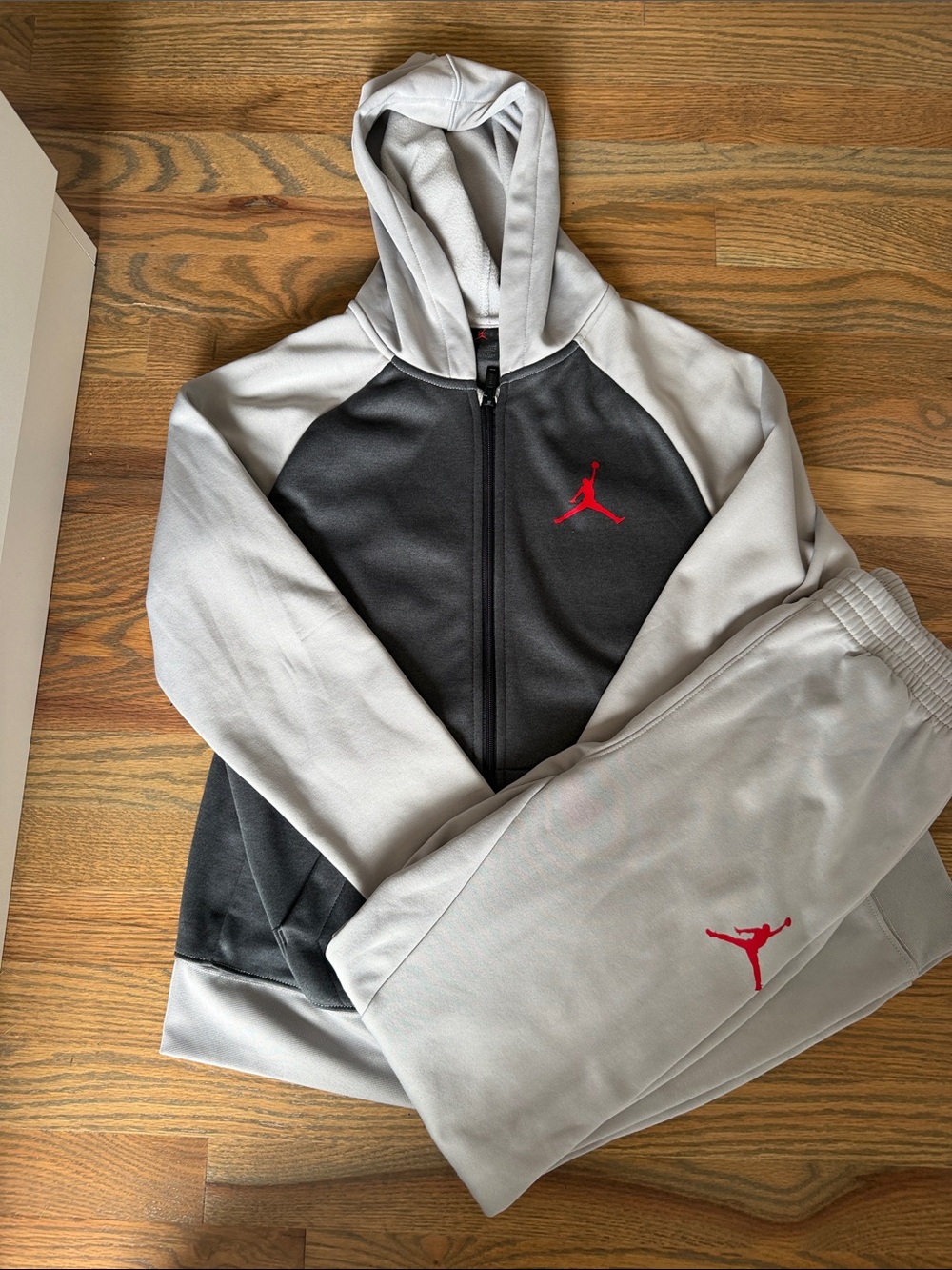 Jordan Black & Light Gray Hoodie and Joggers Set  Boys Large